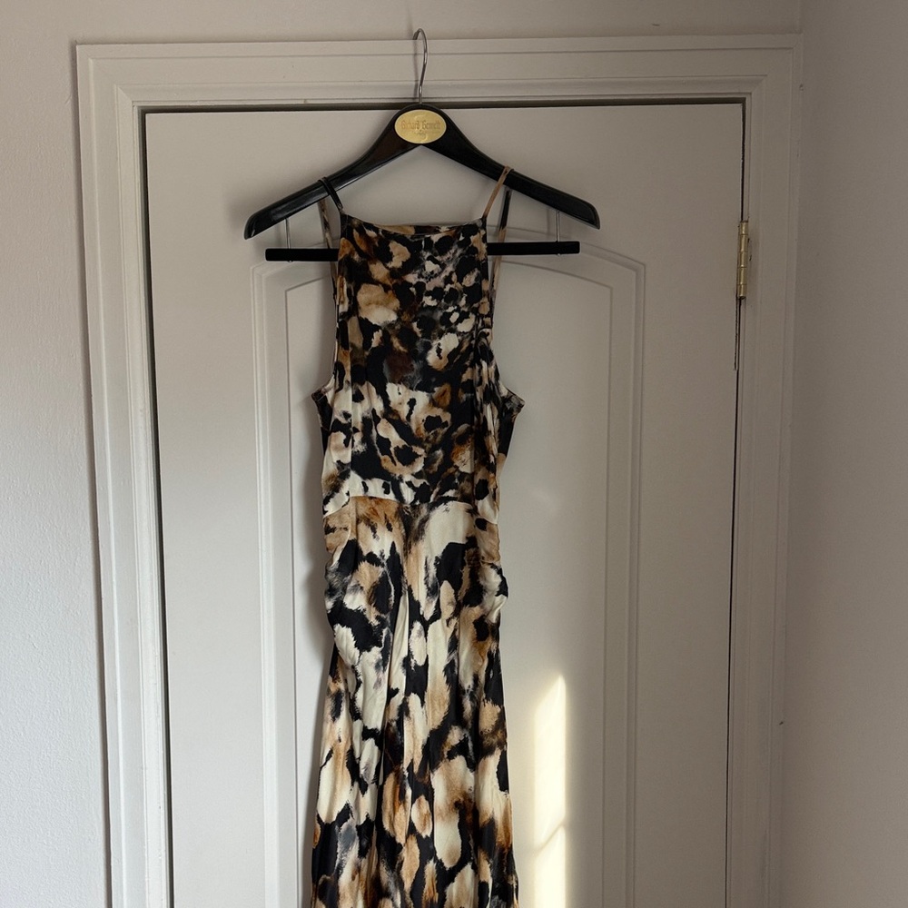 Abstract Leopard Print Maxi Dress